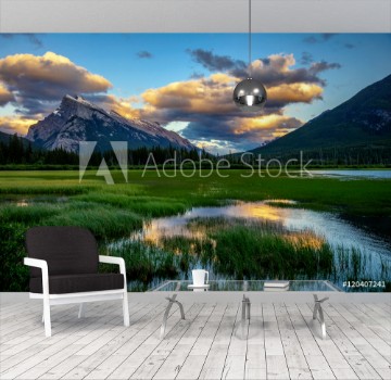 Picture of Mount rundle and Vermillion lake at sunset in Banff National Par